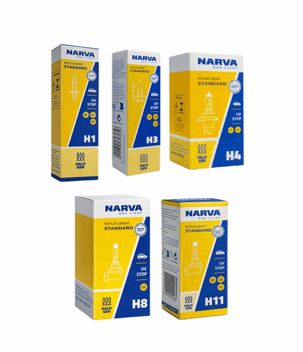 Bombillo halógeno NARVA standard H1/H3/H4/H8/H11