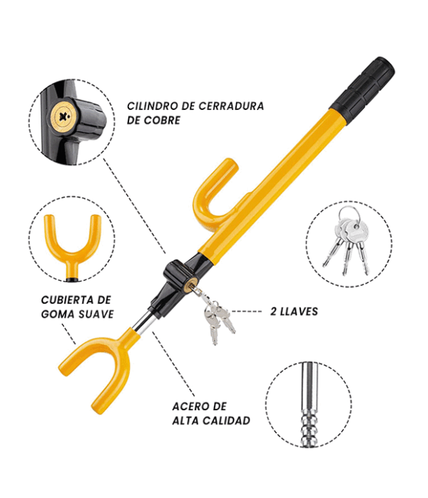 Seguro antirrobo para volante de vehículo