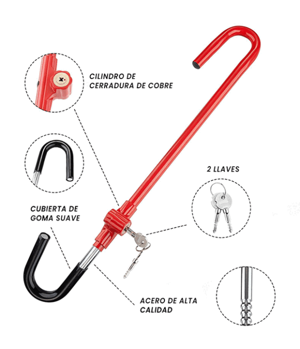 Seguro antirrobo para pedal / volante de vehículo